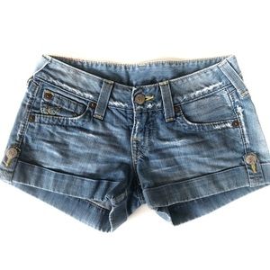 TRUE RELIGION Jess cuffed light wash shorts 27